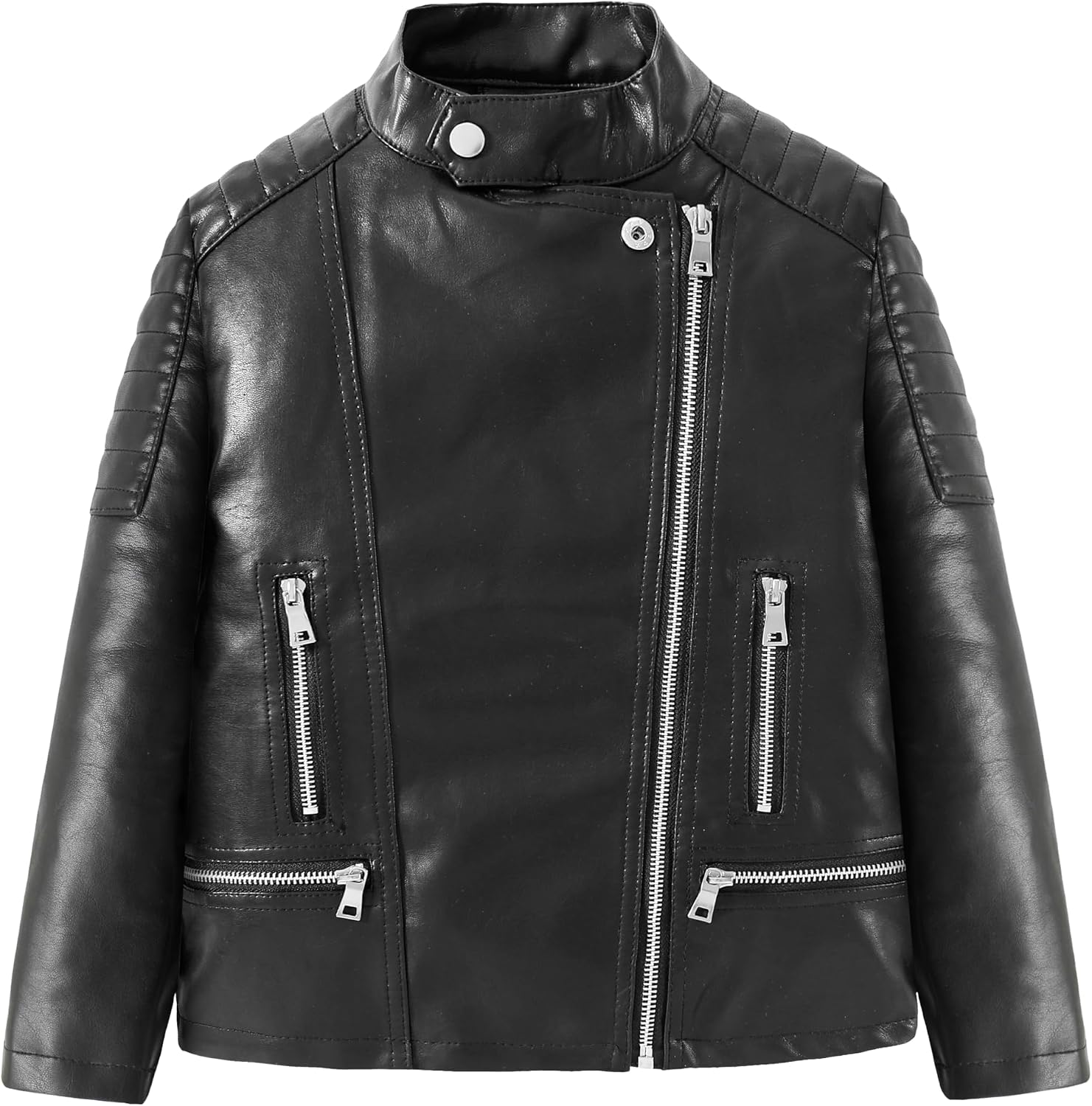 LJYH Boys Biker Pu Leather Jacket, Faux Leather Motorcycle Zipper Coats with Collar for Children