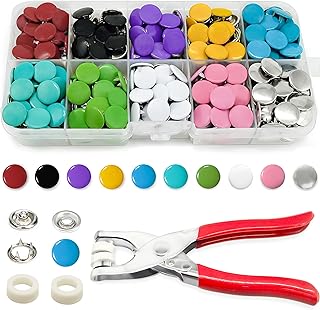 PIGORY 803Pcs Metal Snaps for Fabric, 10 Colors Solid Sewing Snaps with Fastener Pliers Press Tool Kit, 9.5mm Snap Button ...