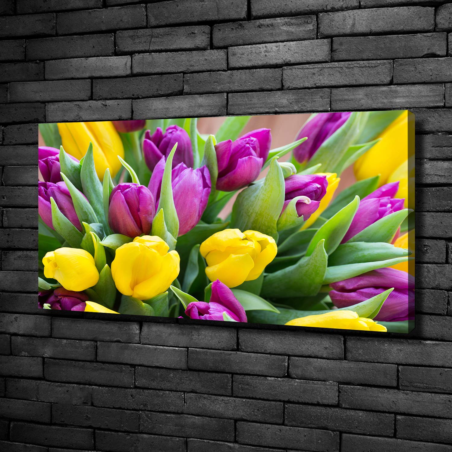 Tulup Leinwandbild - Wandkunst - Drucke auf Leinwand - Leinwanddruck -100x50 cm - Blumen & Pflanzen - Mehrfarbig - Bunte Tulpen