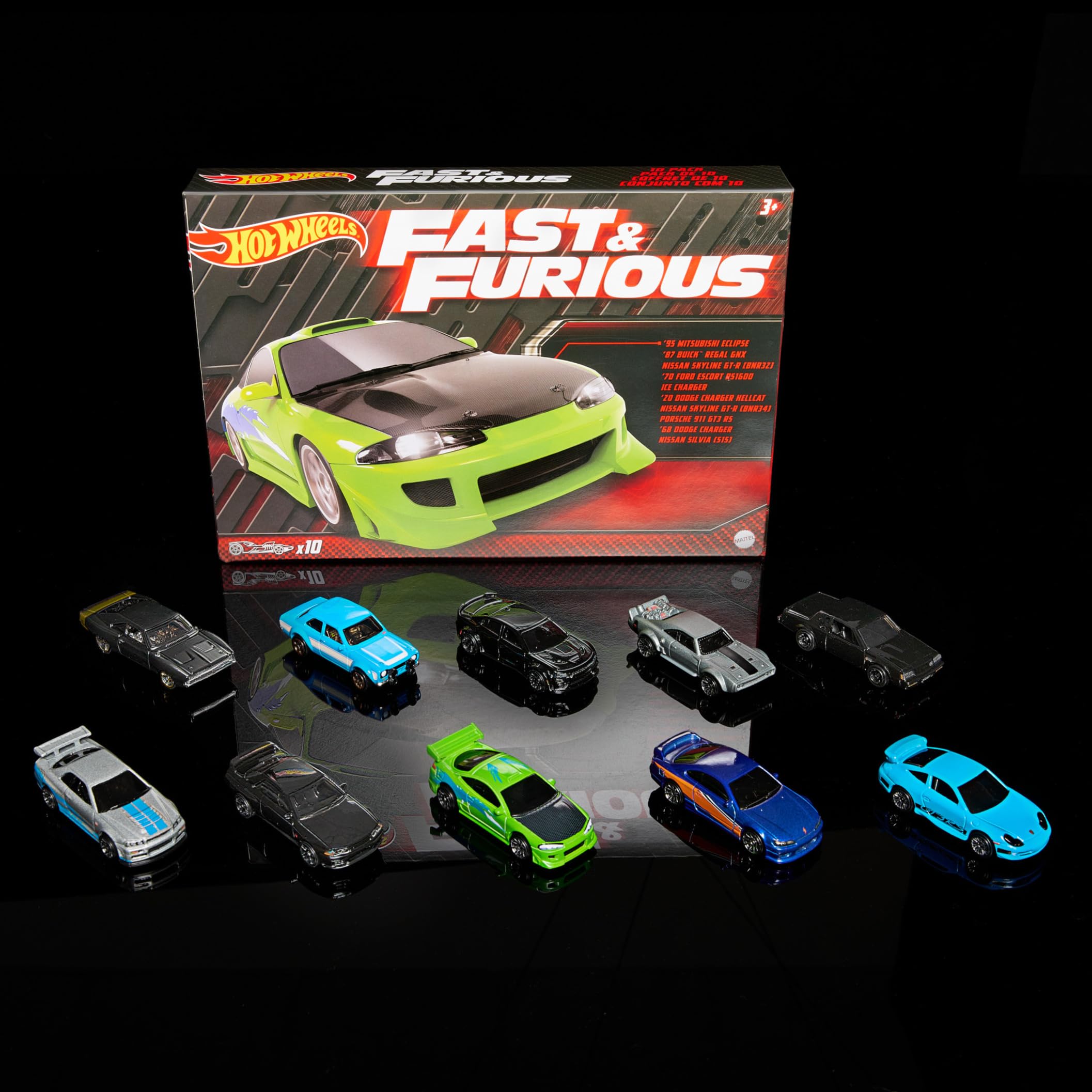 Hot Wheels Cars, Fast & Furious 10-Pack of 1:64 Scale Iconic Cars