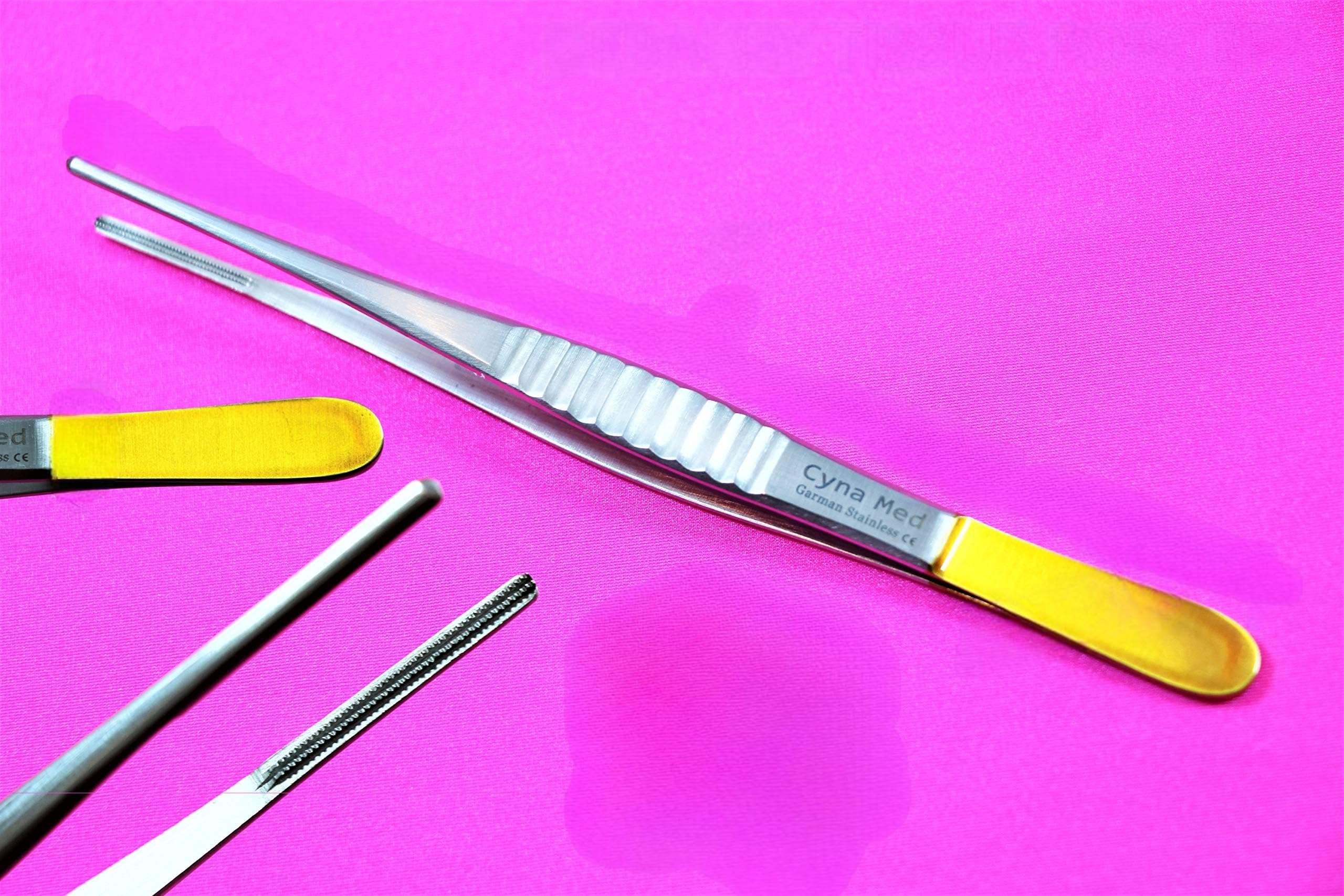 1 New! German DEBAKEY Forceps Vascular Tissue Forceps with Gold Handle Tips 6