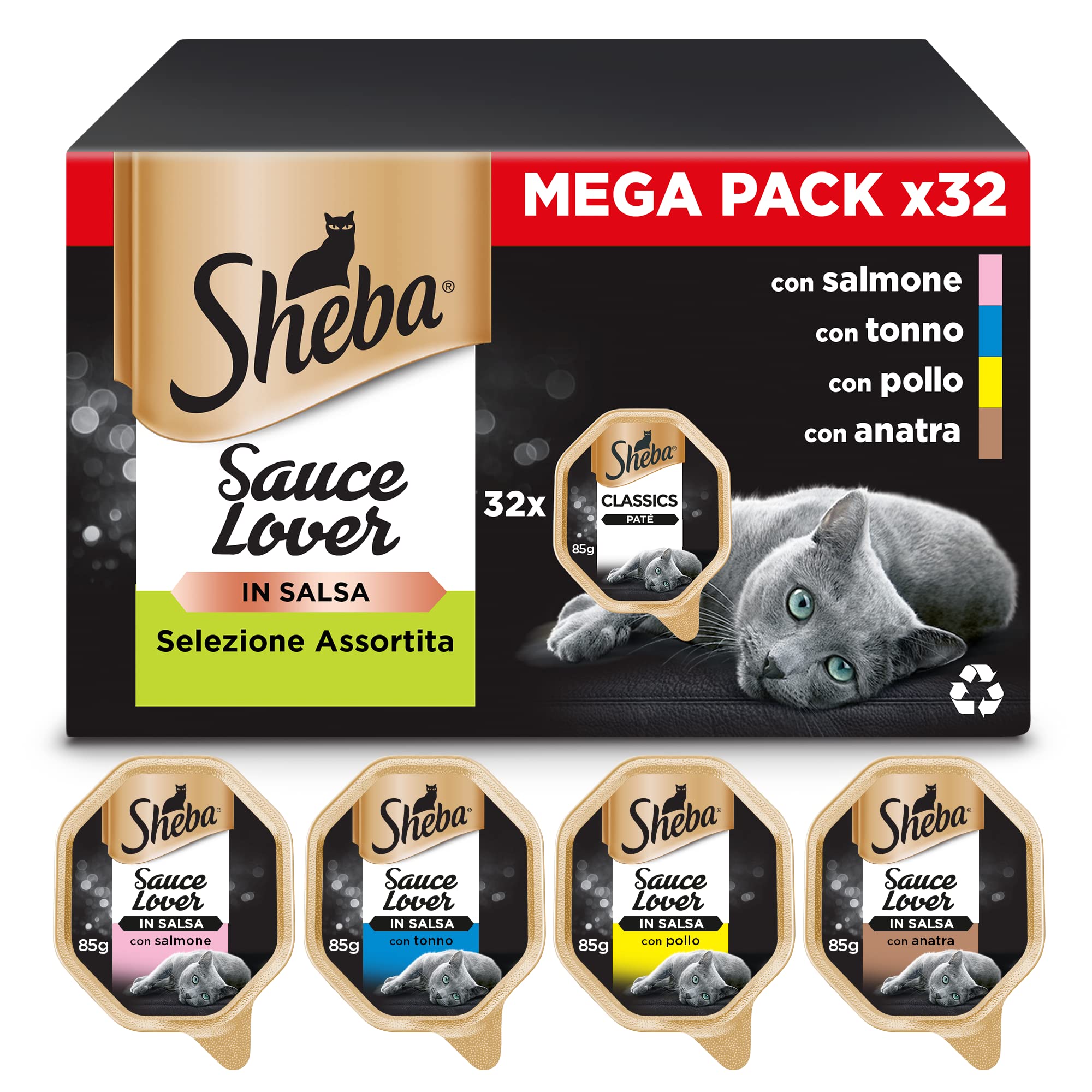 Sheba Vaschette Umido Per Gatti - Assortimento Salmone, Pollo E Pollame, 85 G X 88 Pezzi - Foto 11