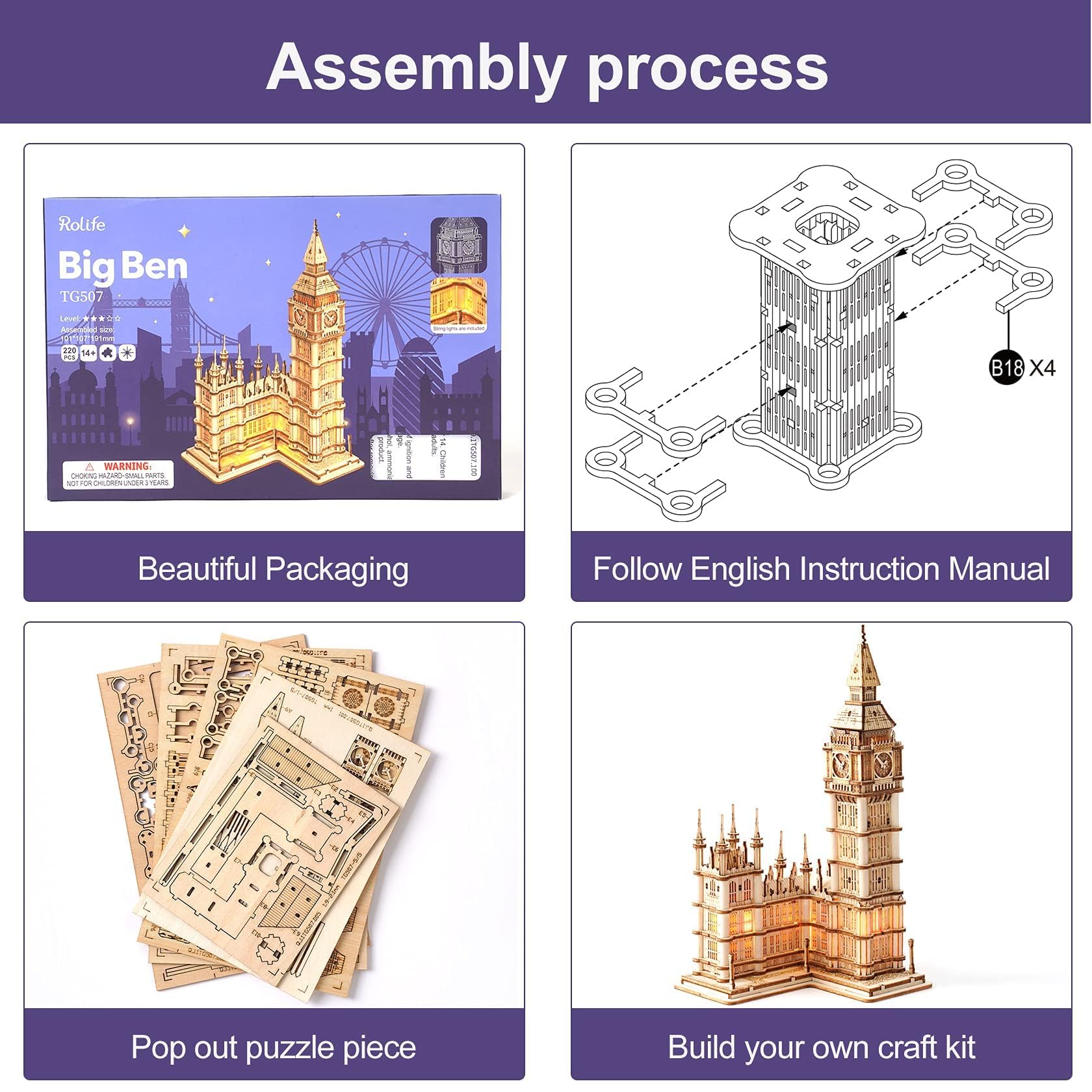 Amazon.com: Rolife 3D Wooden Puzzles for Adults Big Ben with