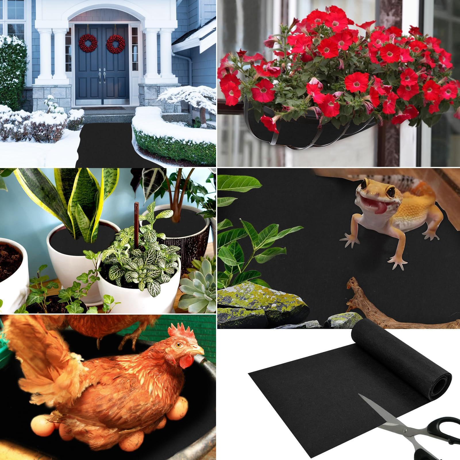 Rivestimento per fioriere in feltro, 3 fodere rotonde nere per fioriere, decorazione da giardino portatile, 21 x 18 x 13 cm, accessori per vasi per piante per interni ed esterni (nero