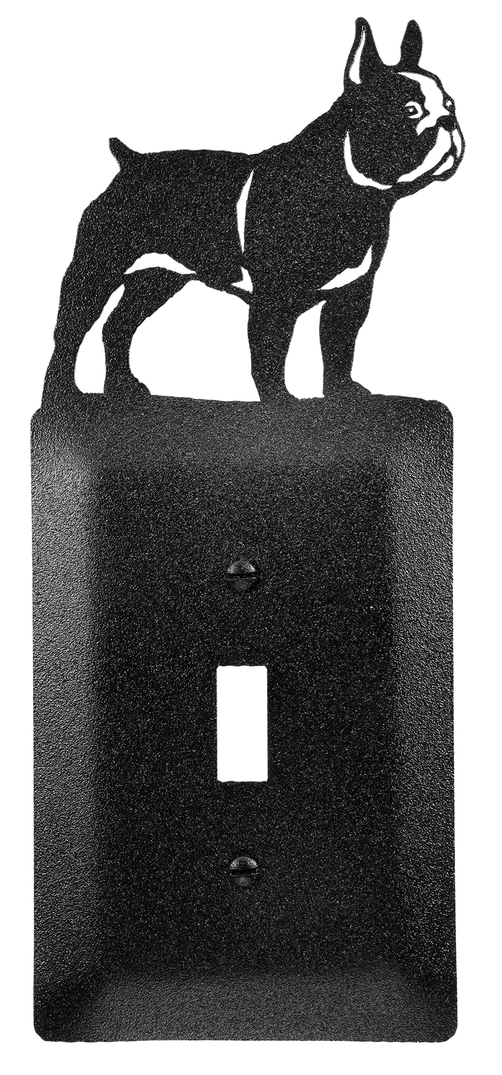 SWEN Products French Bulldog Metal Wall Plate Cover (Single Switch, Black)