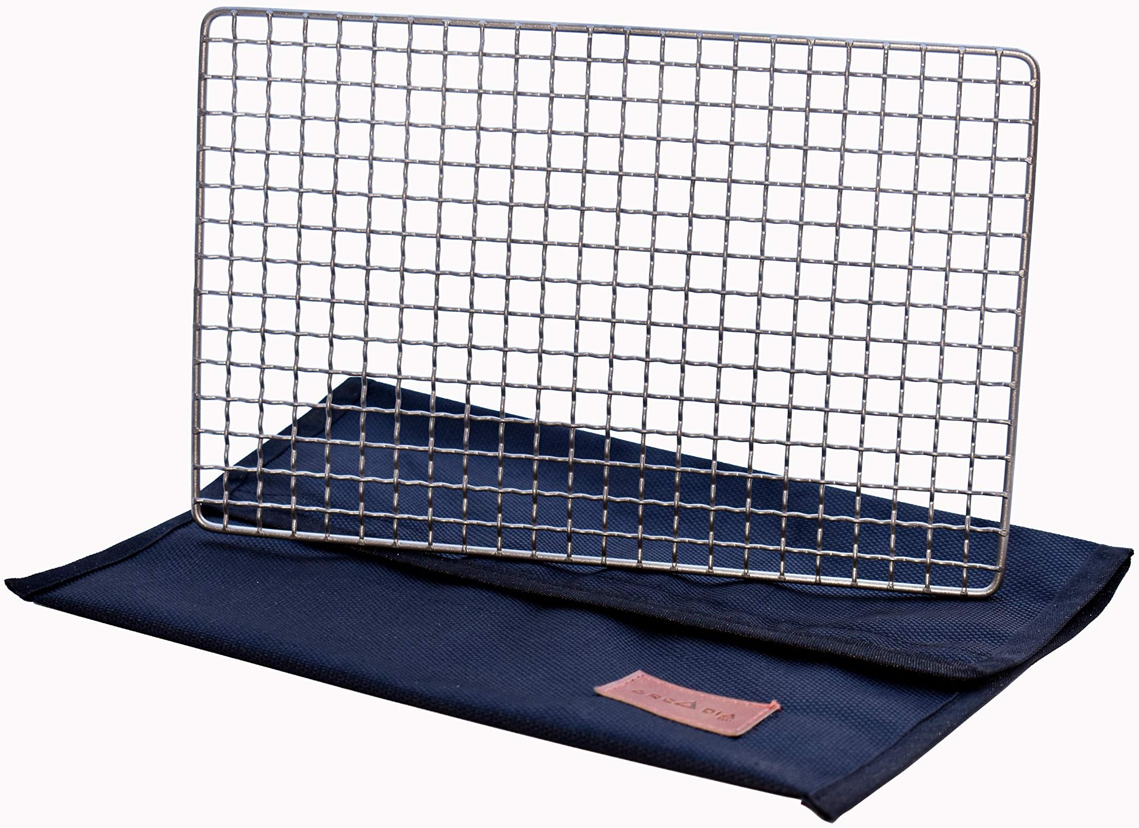 Arcadia GearArcadia Gear | The Woodsman Titanium Grill | The Original Ultralight Titanium Bushcraft Grill and Pouch | Designed for When Your Life Depends On It