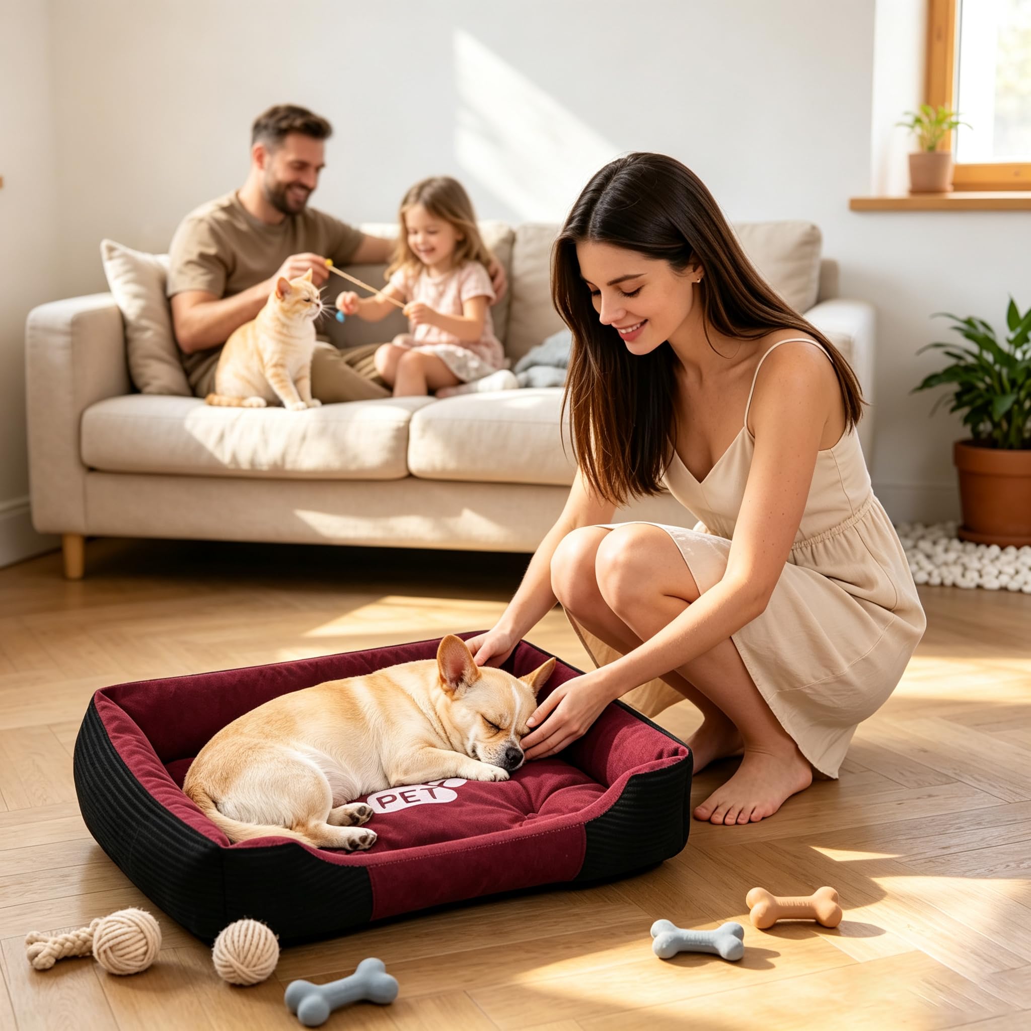 PETCUTE Chien Coussin Paniers pour Chiens Grande Petit Taille Lavable Coussin Apaisant Chien Lit de Chat Moelleux Lit Animaux de Compagnie XXL-90×70×15CM
