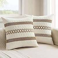 Vista 24 de MIULEE Juego de 2 fundas de almohada decorativas estilo bohemio marrón oscuro de 20 x 20 pulgadas estilo granja rústico, almohadas decorativas