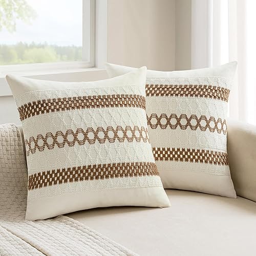 MIULEE Fundas de almohada lumbares decorativas bohemias, cojín de algodón retro, tejidas de macramé para decoración del hogar para cama, sofá,