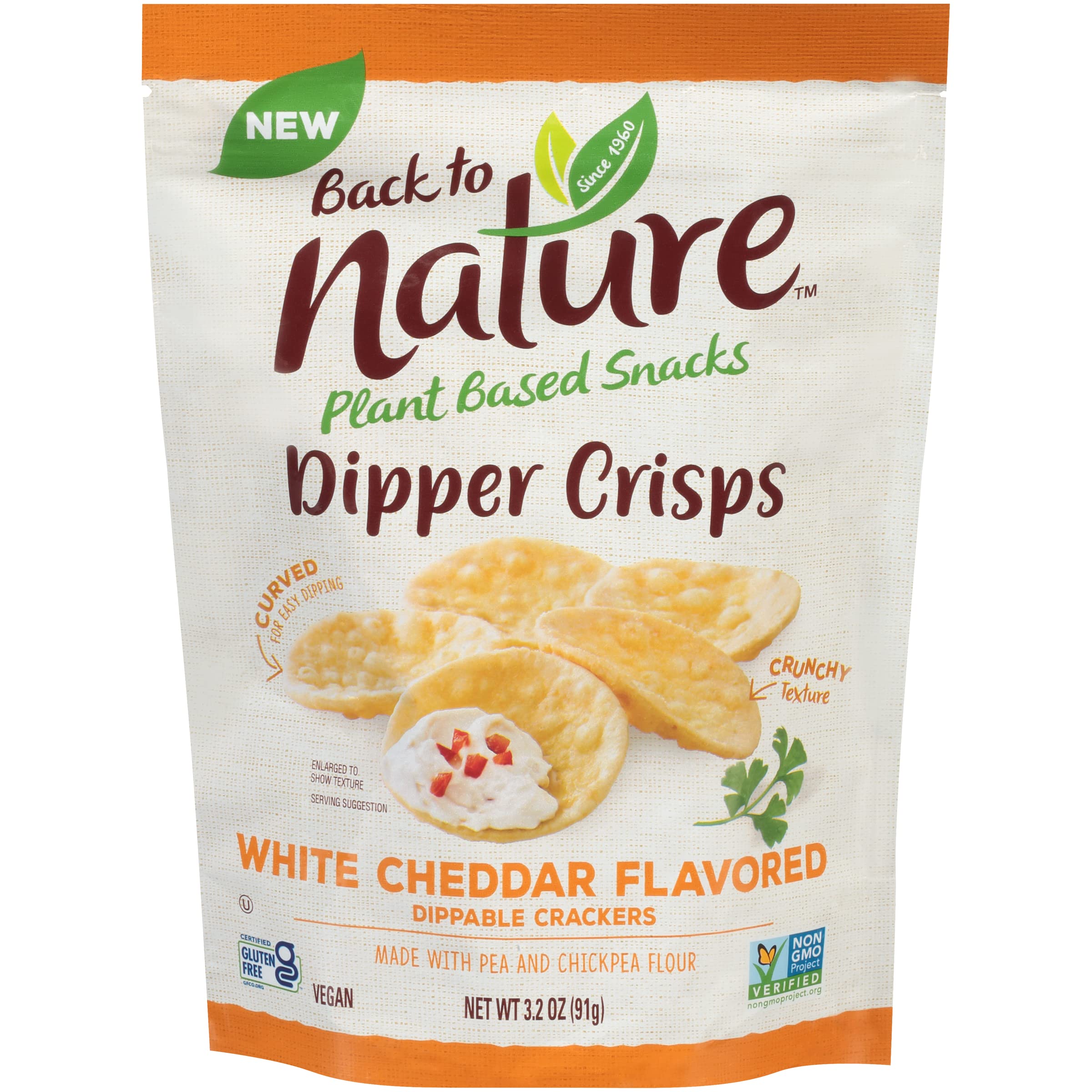 Back to Nature Gluten Free Crackers, White Chedda Cheezy Crisps - Vegan, Non-GMO, Crackers for Dipping - Seriously tasty snacks, 3.2 Ounce​