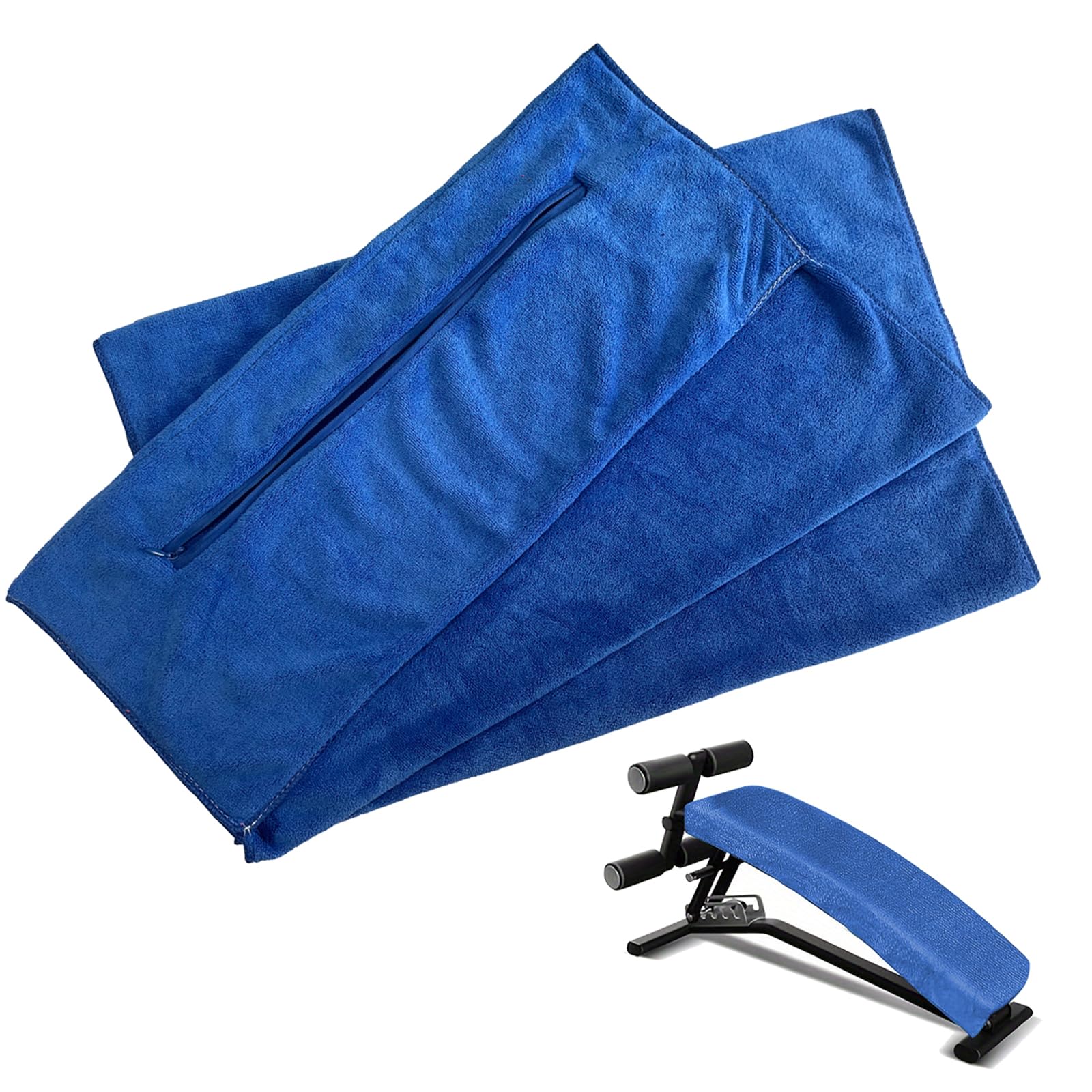 Asciugamano Palestra In Microfibra 120x50cm | Con Tasca Con Cerniera | Antiscivolo E Antibatterico - Foto 2