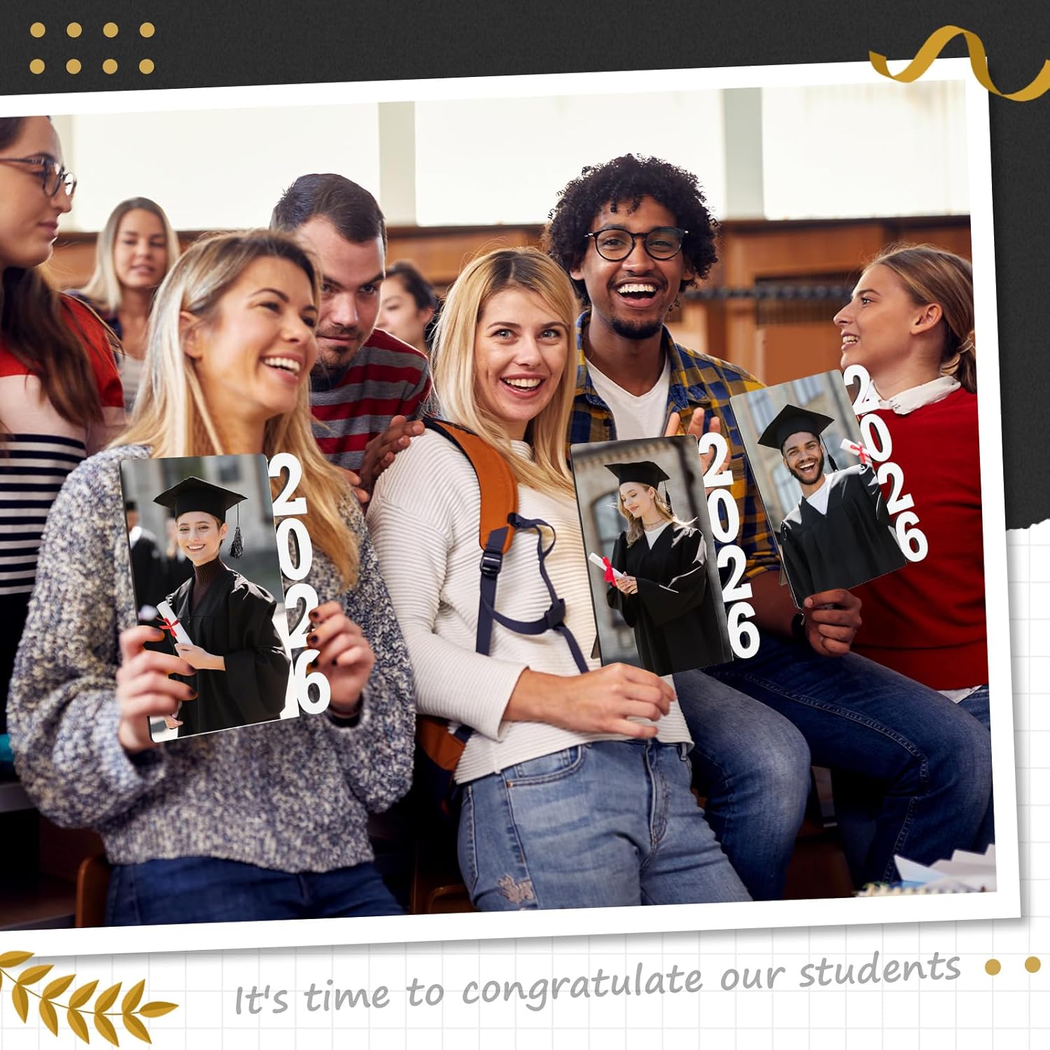 Geelin 6 Pcs 2026 Graduation Sublimation Blanks Photo Frame 7 x 5.9 Inch Picture Frame MDF Sublimation Blank for Graduation Souvenir DIY Personalized Picture Desktop Photo Sign Party Decorations