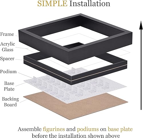 Miniatura 7 de Tapeera Vitrina de minifiguras de madera negra, vitrina de recuerdos para figuras, marco de caja de sombra de 11 x 11 pulgadas, pared y mesa con