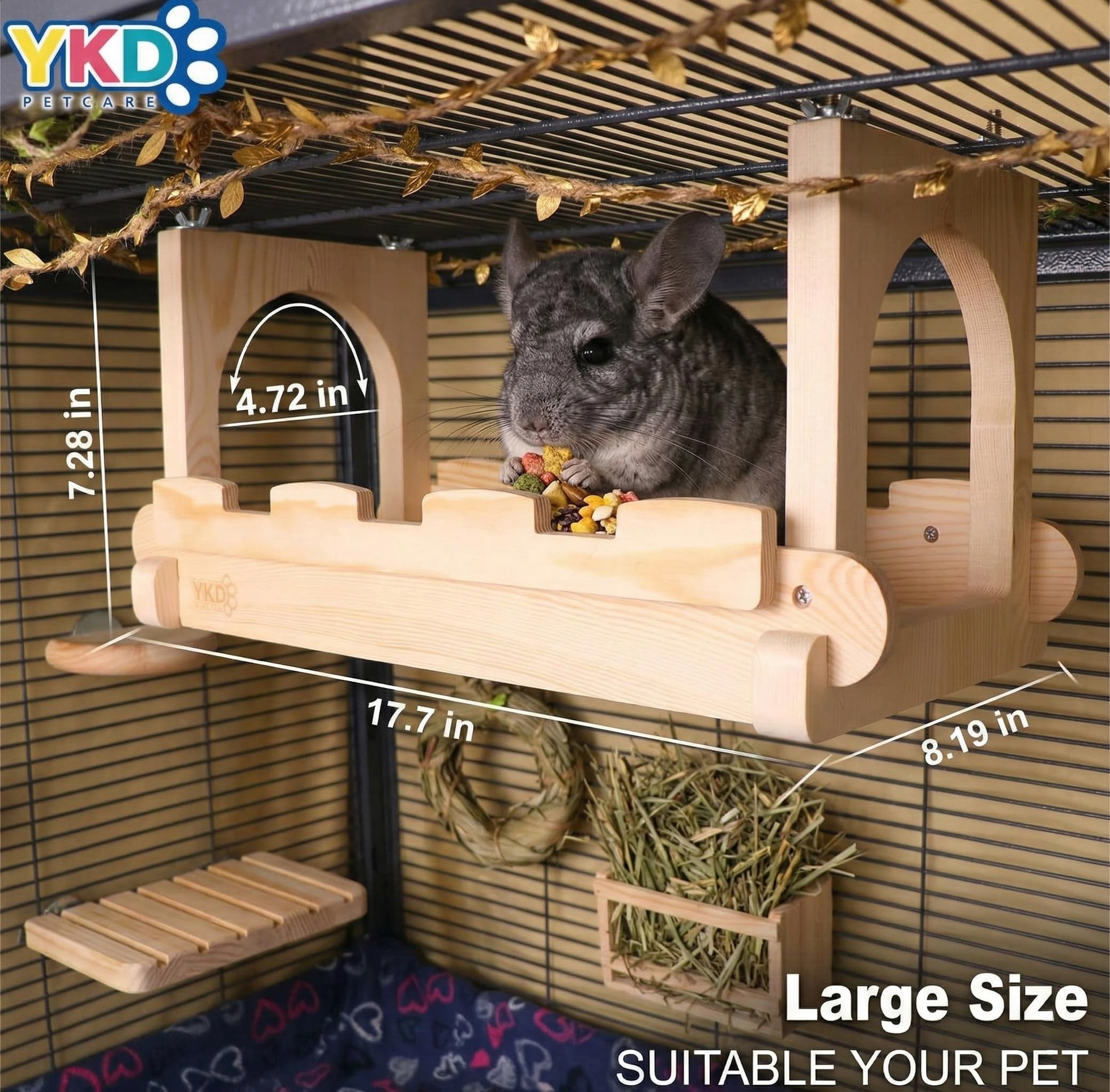 Amazon | YKD チンチラ材 吊り橋 大型小動物 木製橋 プラットフォーム