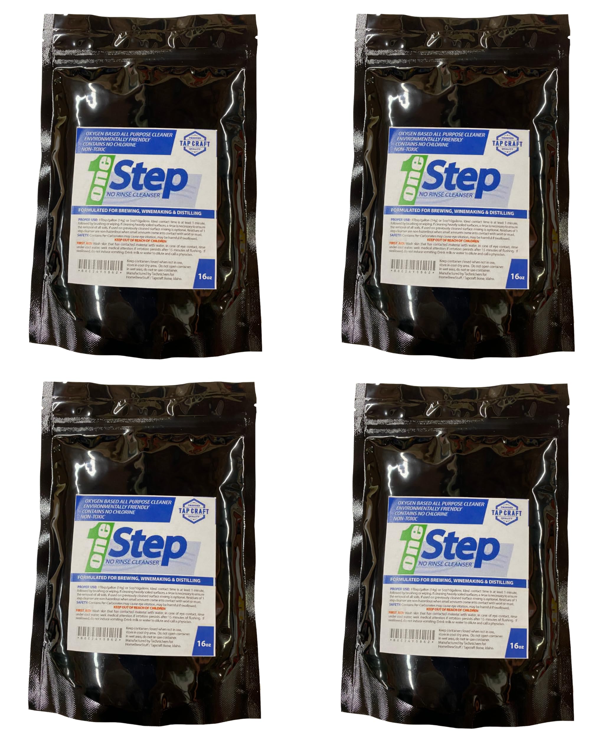 One Step No Rinse Cleaner - 1 Lb. (Fоur Bag Paсk) - Homebrewers Cleaner and Sanitizer
