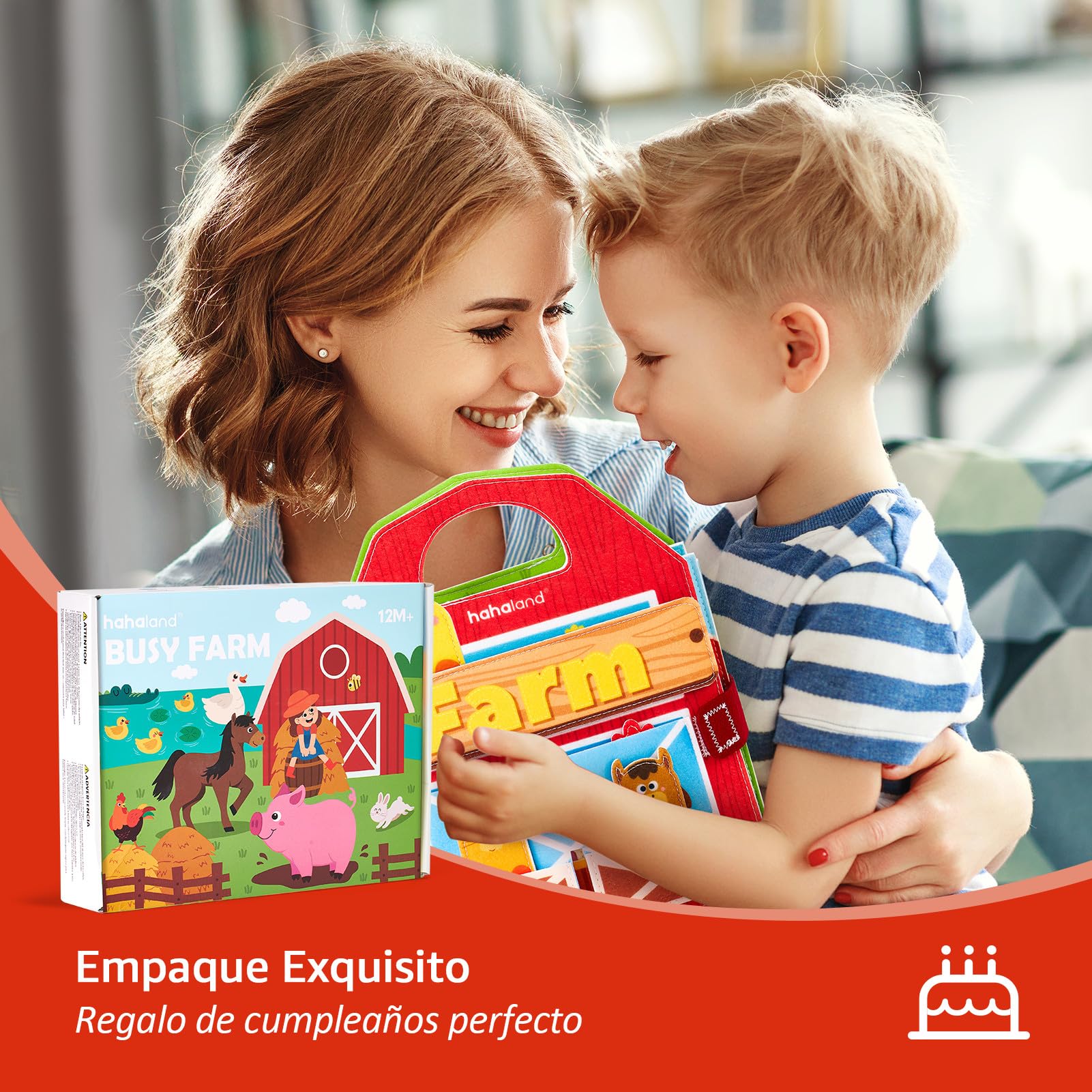 hahaland Libro Montessori 1 año - Busy Board Montessori Juguetes Interactivo Niños 1 2 3 año - Busy Book Fieltro Paneles Educativos Regalo para Niño Niña