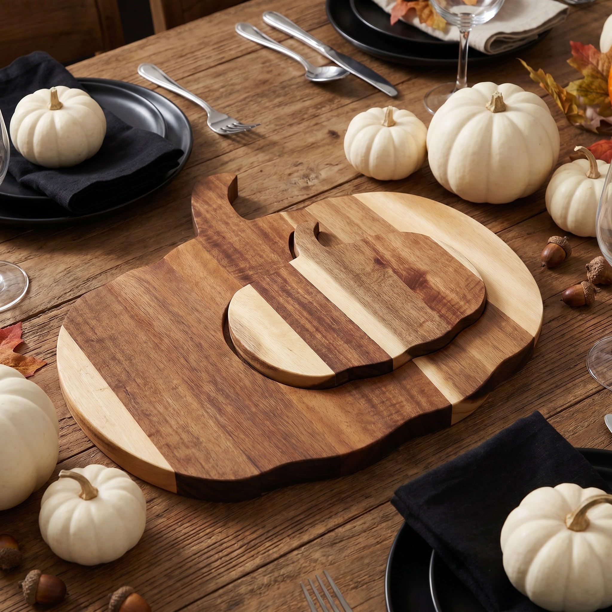 Operitacx 1 Juego de Tabla de quesos con Forma de Calabaza de Halloween, Tabla de Servir Desmontable con Forma de Calabaza, Bandeja Decorativa para la presentación Festiva de Aperitivos, decoración