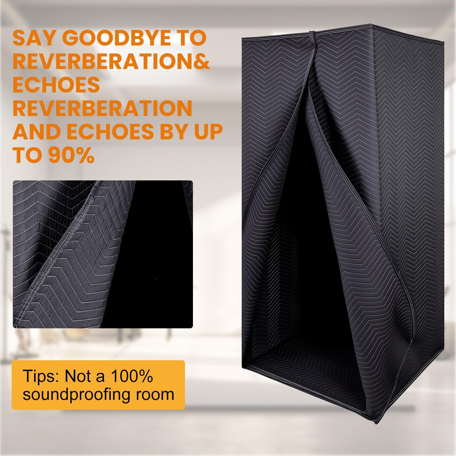 Tragbare Gesangskabine, 1,9 m Höhe, echofreie Aufnahmekabine Sound Booth, Faltbare Home Recording Studio Vocal Booth mit Tragetasche, für Voiceover, Musik, Spiel, Podcasts, Schwarz
