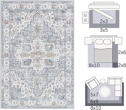 Miniatura 2 de jinchan Alfombras de área de 9 x 12 pies para sala de estar, lavables a máquina, tribal, vintage, floral, resistentes a las manchas, ultrafina, de