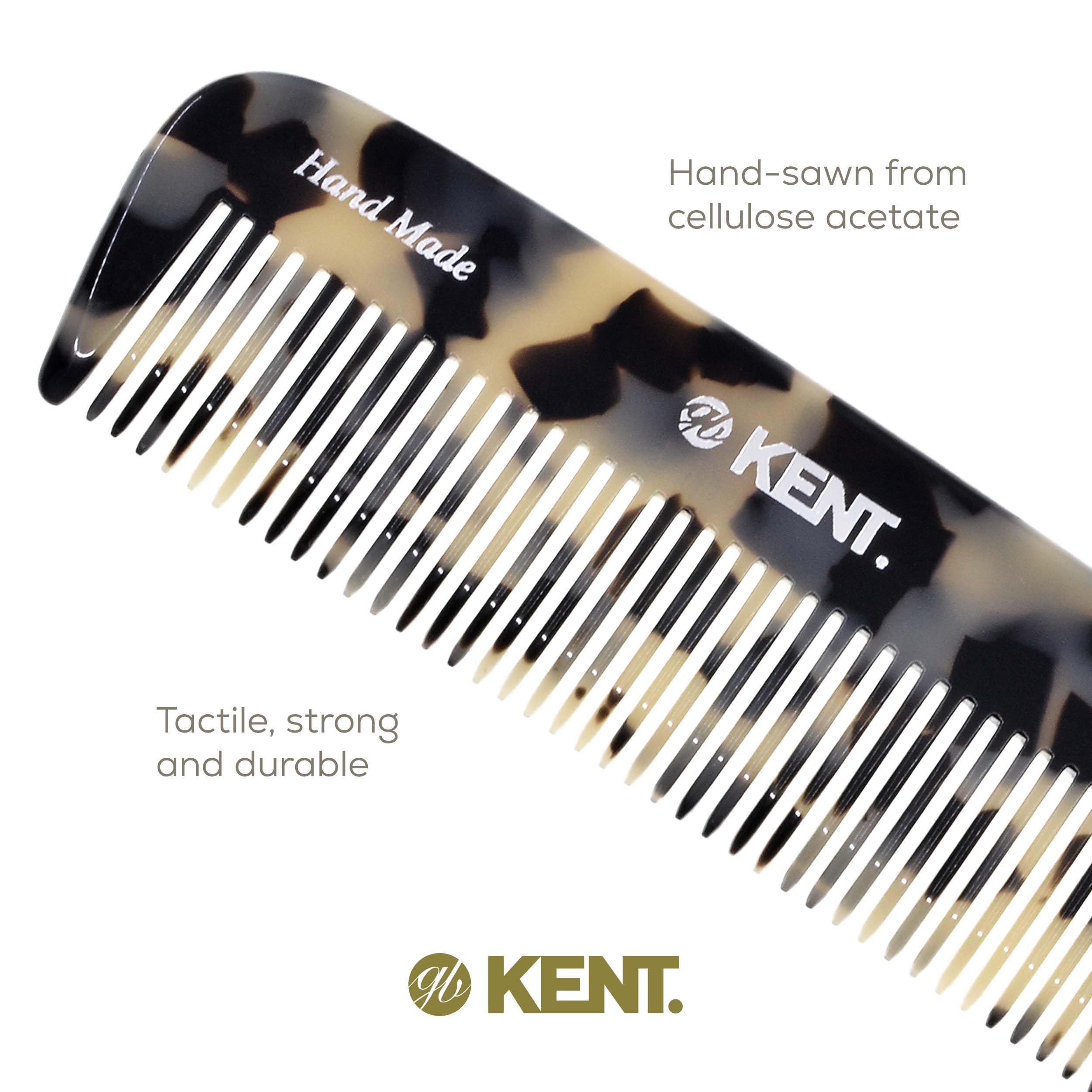 Kent 12T TW Pettine districante per capelli a denti larghi, pettine a denti larghi fatto a mano per capelli spessi, ricci e mossi, pettine districante per capelli grandi, pettine districante per