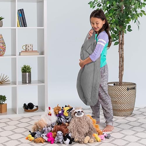 Miniatura 40 de Posh Stuffable - Sillón puff con almacenamiento para niños, contenedor de animales de peluche, organizador de juguetes de niños Lienzo Burbujas Azul