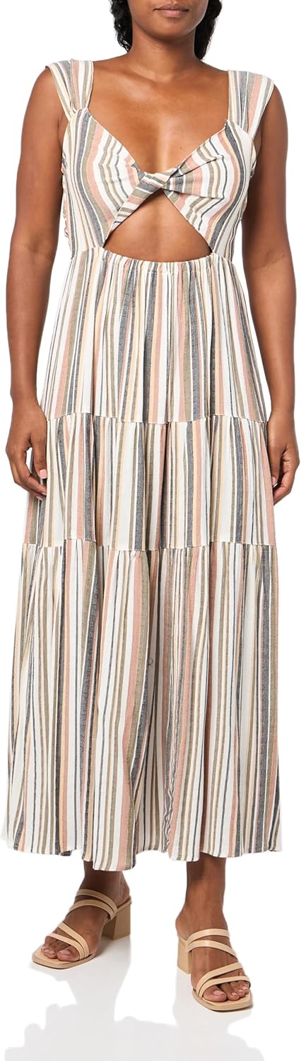 Angie Women's Spaghetti Strap V-Neck Maxi Dress with Center Cutout