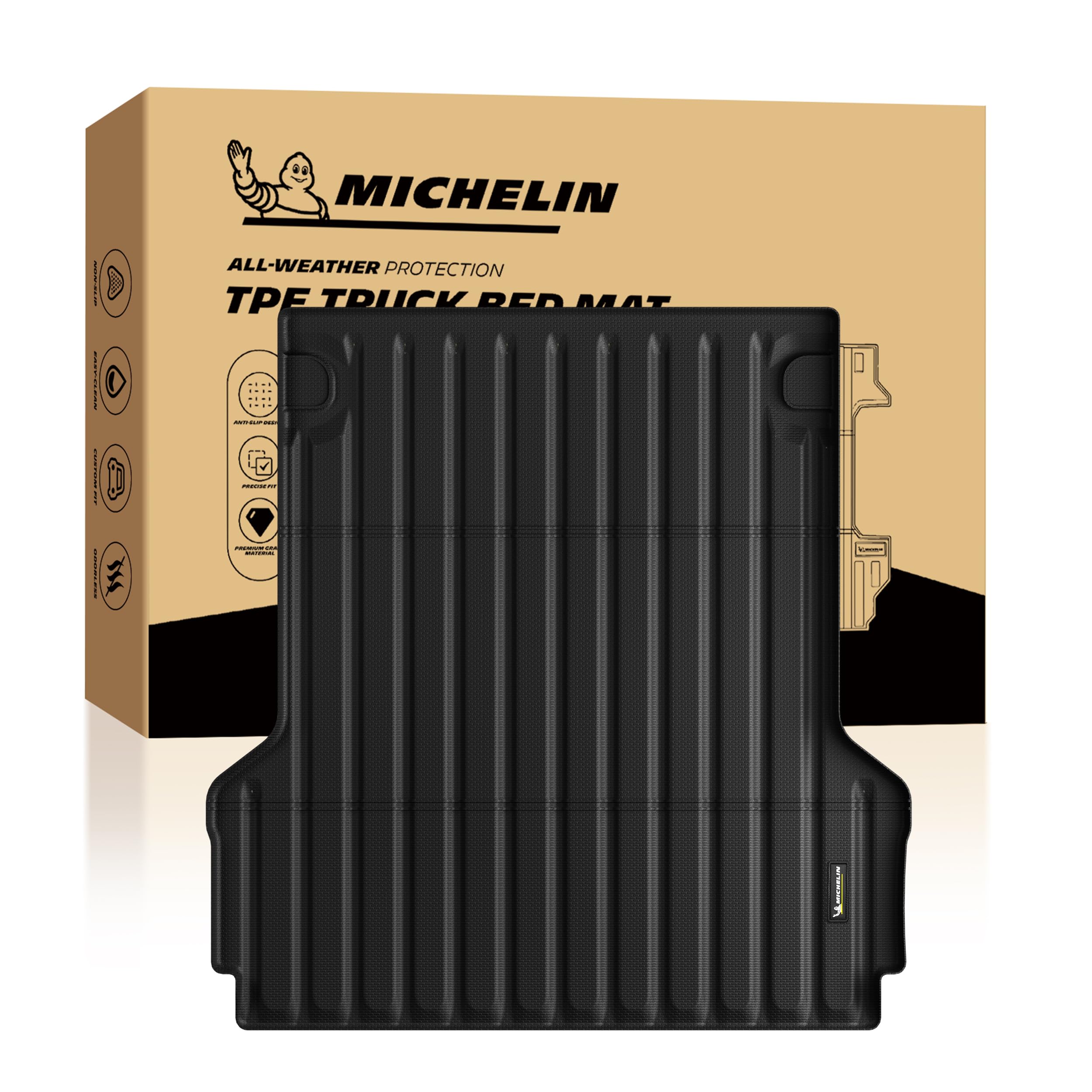 Photo 1 of MICHELIN Truck Bed Mat for 2022-2026 Ford Maverick Hybrid & Gas 4.5 FT Only, All-Weather Truck Bed Liner, Custom Fit, Durable TPE, Bedliner, Non-Slip