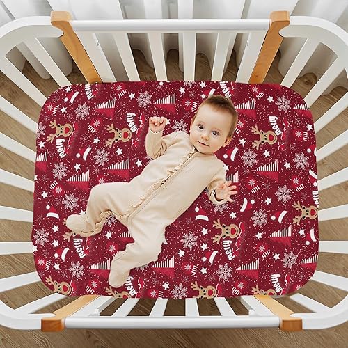 Miniatura 6 de Christmas Theme Crib Sheets - Stretchy Fitted Crib Sheets for Boys Girls, Unisex Cozy Baby Crib Sheet 28 x 52 x 9 Inches
