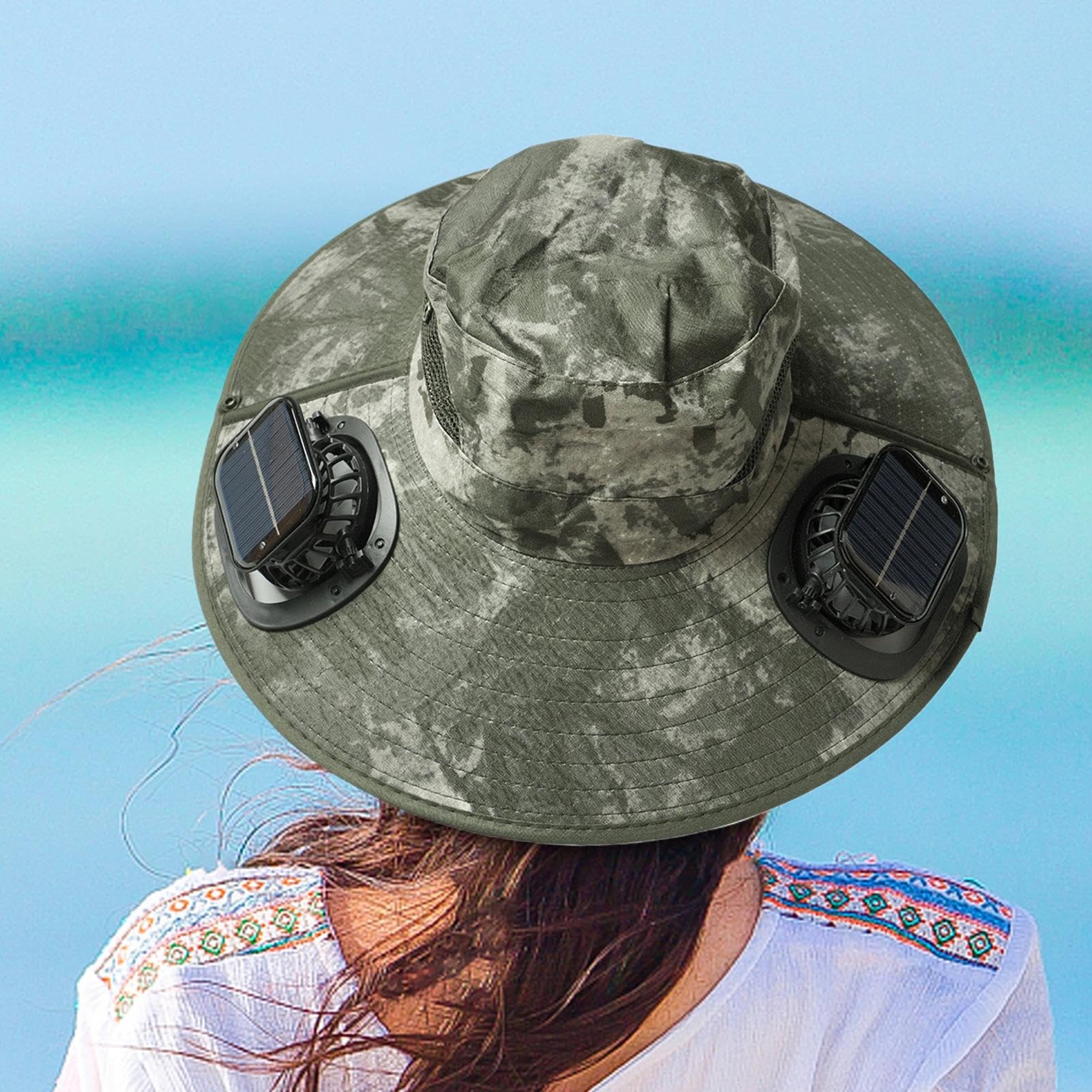 Sombrero Con Ventilador Gorra Ligera De Protección Personal | Sombrero De Ala Ancha Con Ventilador Solar Gorras Ligeras De Protección Playa Camping Senderismo Jardinería Golf Aire Libre