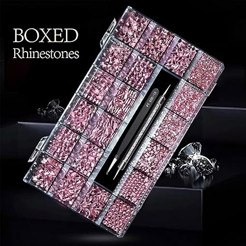 Vista 38 de 12 tipos de 600 diamantes champán + 2500 diamantes de imitación planos, mezcla de 20 estilos de parte trasera plana, manualidades, cristales