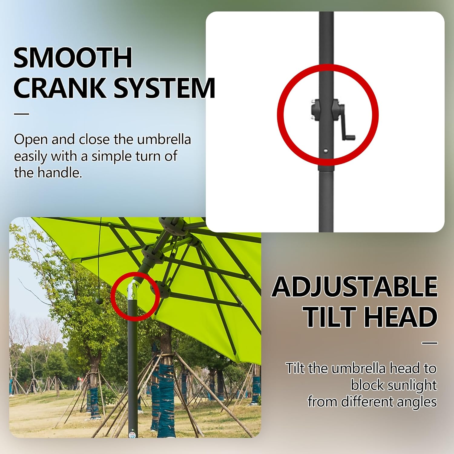 13FT Double-Sided Patio Umbrella with Crank Handle, Large Outdoor Market Umbrella with 12 Steel Ribs, Polyester UV Resistant Canopy, Rectangle Patio Umbrella for Garden Backyard Pool Deck