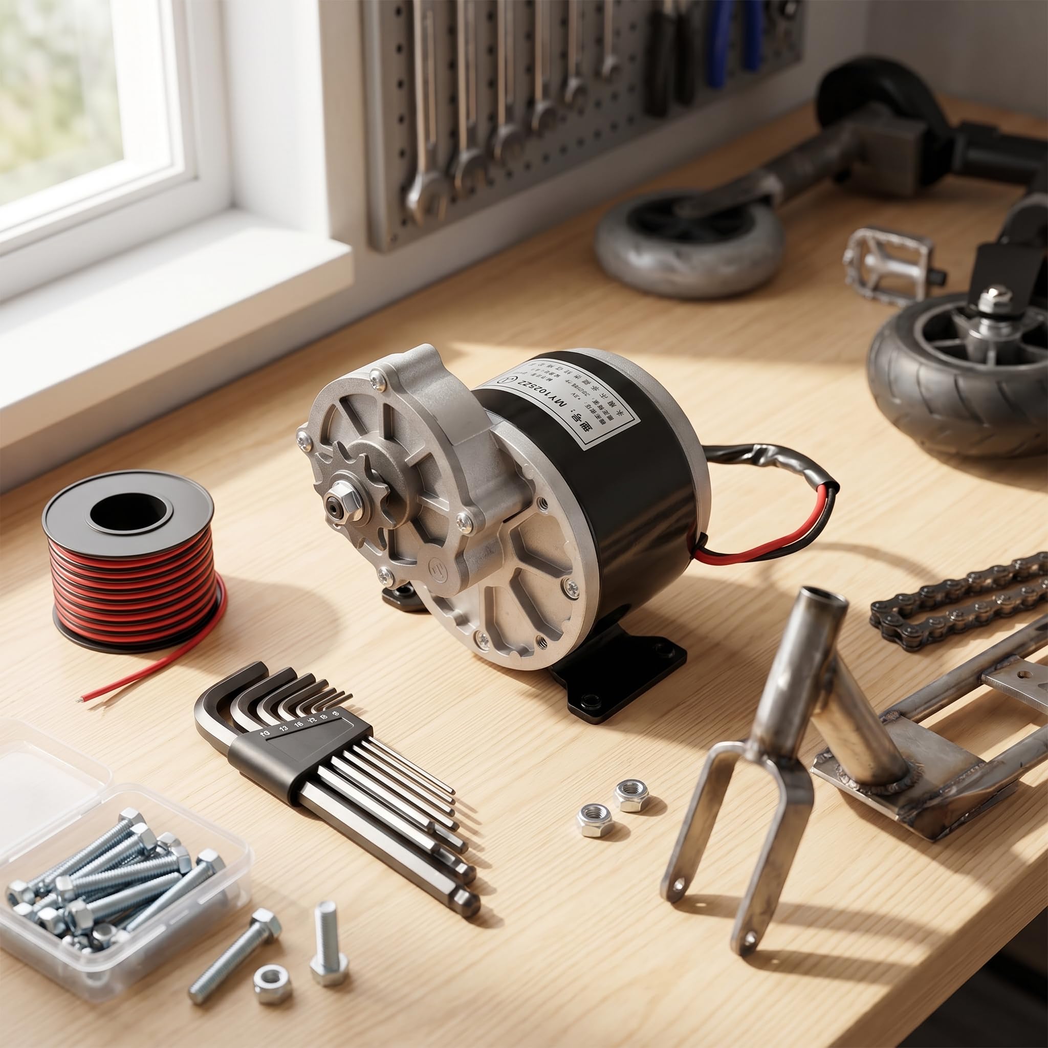 Alomejor Motor eléctrico de reducción de Engranajes,Motor para Patinete eléctrico 12v 250w con piñón de 9 Dientes,for usuarios de Scooters eléctricos Ciclismo Urbano y proyectos DIY