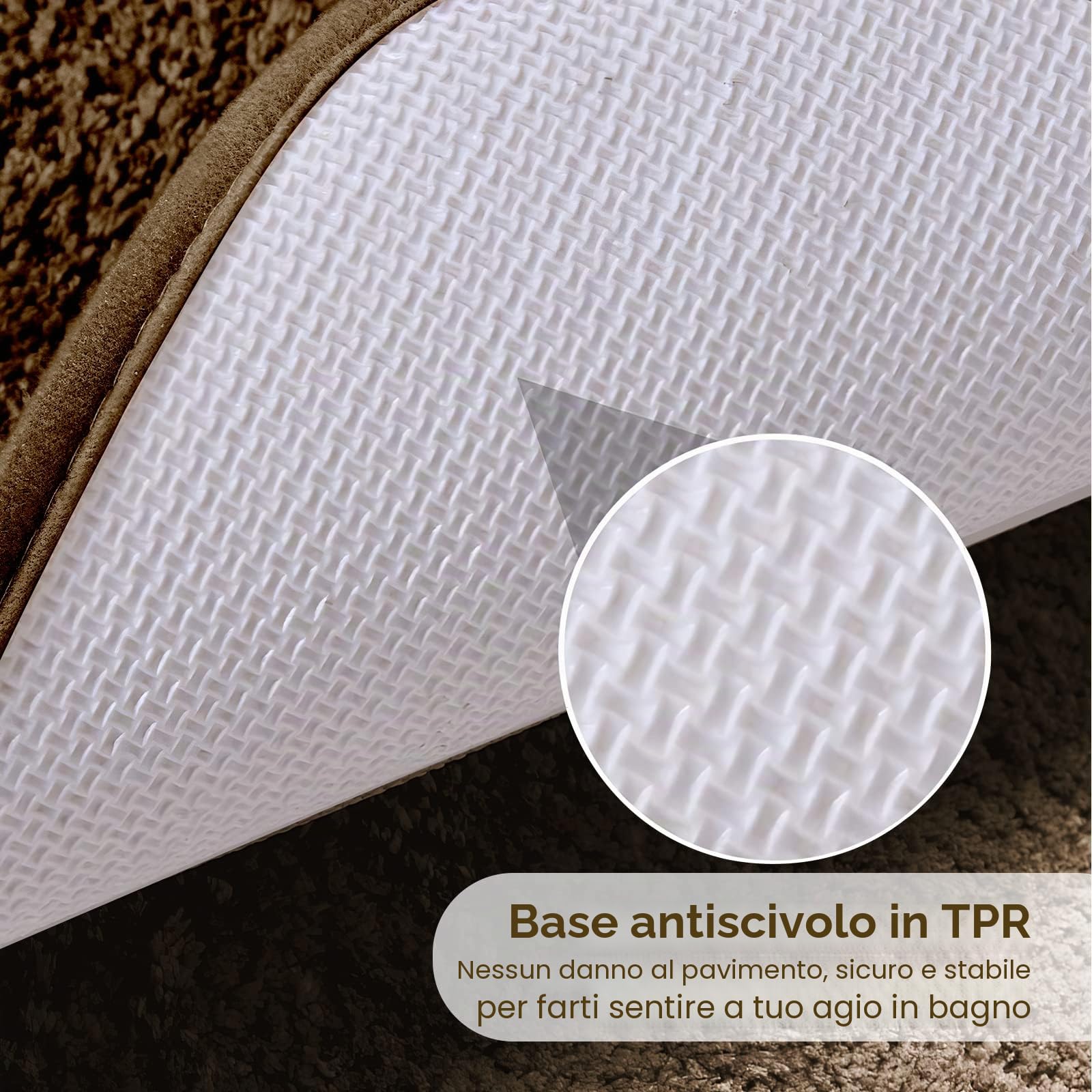 GONICVIN Tappeto da bagno, 50 x 80 cm, in soffice microfibra, assorbente, antiscivolo, lavabile in lavatrice, per vasca, doccia e bagno (marrone scuro)