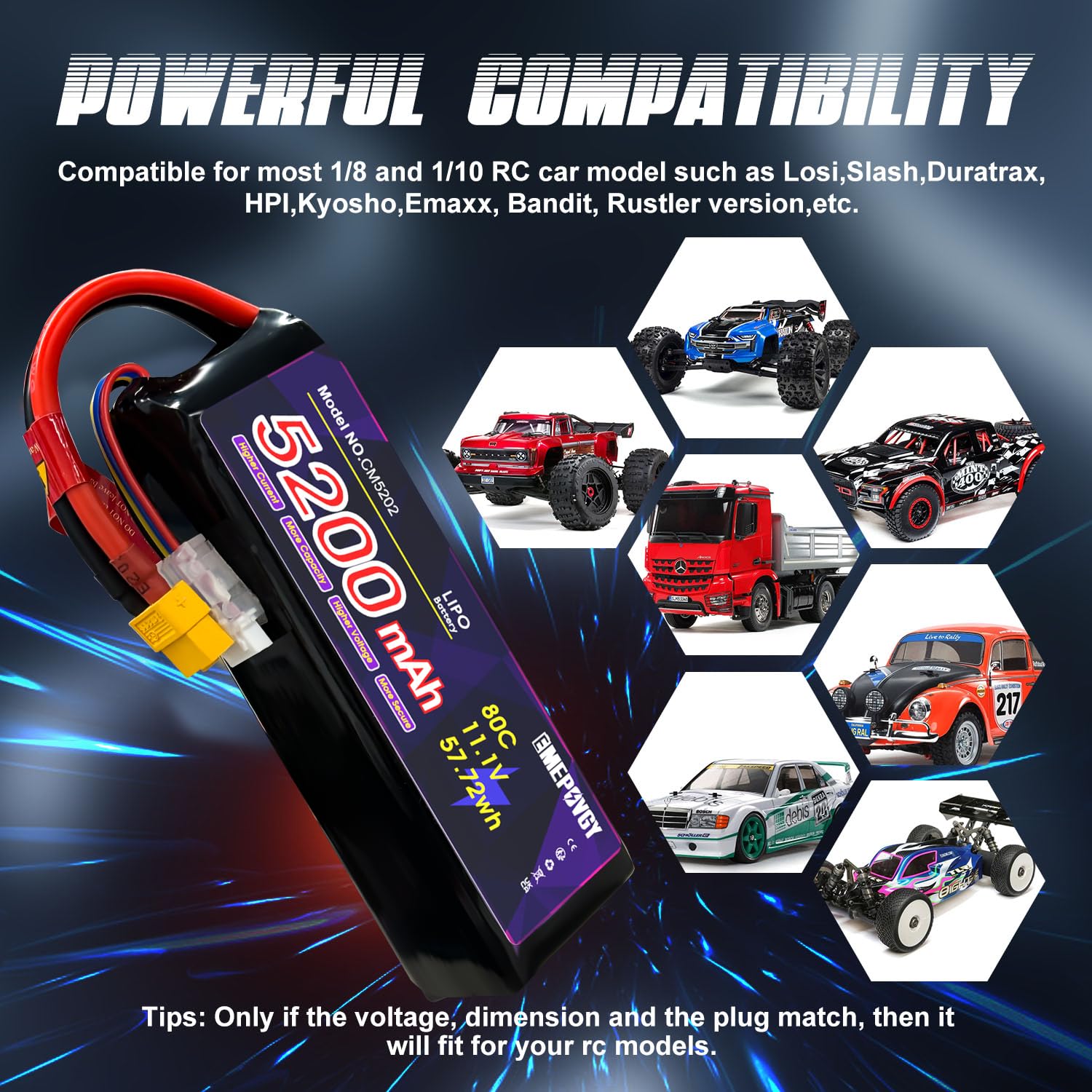 Lot de 2 batteries Lipo 11,1 V 3S 5200 mAh 80 C Lipos Étui souple avec connecteur XT60 pour voiture, avion, hélicoptère, bateau, course RC Hobby
