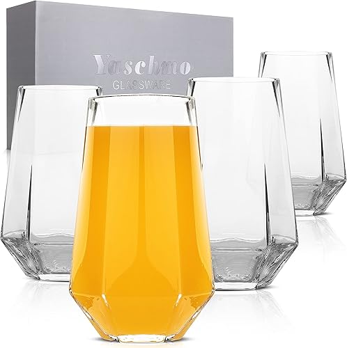 Tazas de cerveza grandes, vaso de cerveza hexagonal, vaso de jugo hexagonal, juego de 4 piezas, taza de cerveza a granel, adecuado para cerveza,