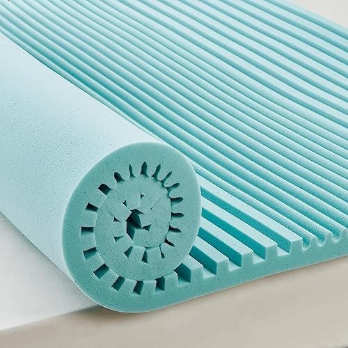 Cubrecolchón de espuma viscoelástica de gel refrescante de 2 pulgadas, tamaño King, 5 zonas, para aliviar el dolor de espalda, protector de colchón