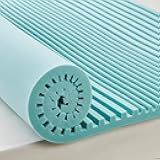 2 Inch Cooling Gel Memory Foam Mattress Topper Queen Size, 5-Zone Back Pain Relief Bed Topper, Orthopedic Pressure Relief Mattress Pad, Wave and Cube Ventilated Design, CertiPUR-US Certified