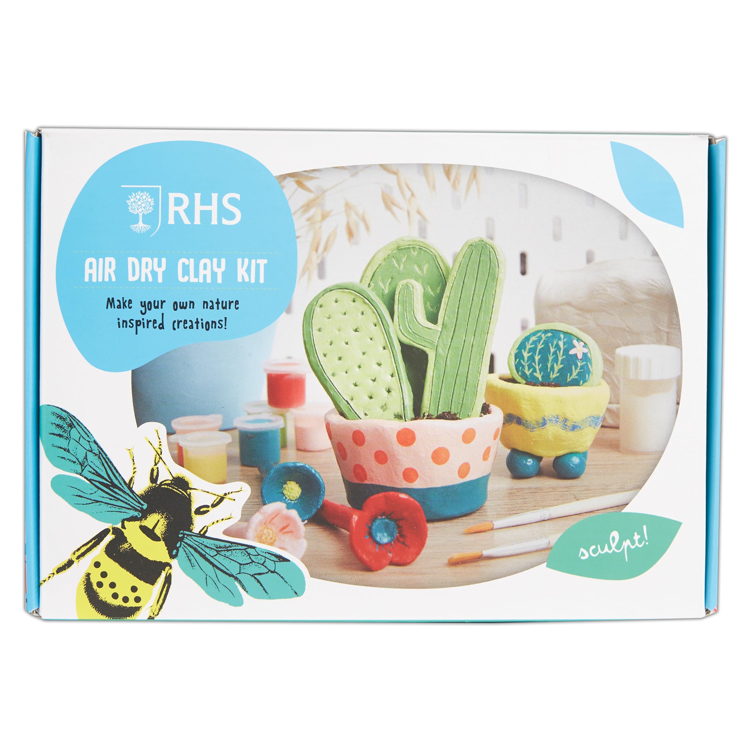 RHS Royal Horticultural Society Air Dry Clay Kit Nature, for Kids, Children Toys Crafts Kit, Modelling, Clay, Gifts, Play Doh Alternative, Natural Modelling Dough Clay Set When Left to Dry