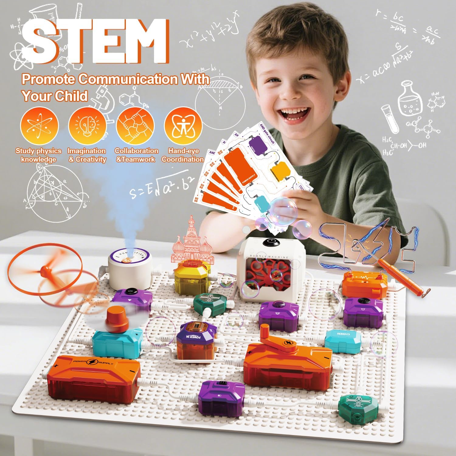 Science Kits for Kids - STEM Kits for Kids, Electronics Exploration Kit, Over 420 Projects, 50 Circuit Parts with Bubble Maker,Fan & Flying Helicopter, STEM Educational Toy Gifts for Boys& Girls - Image 3