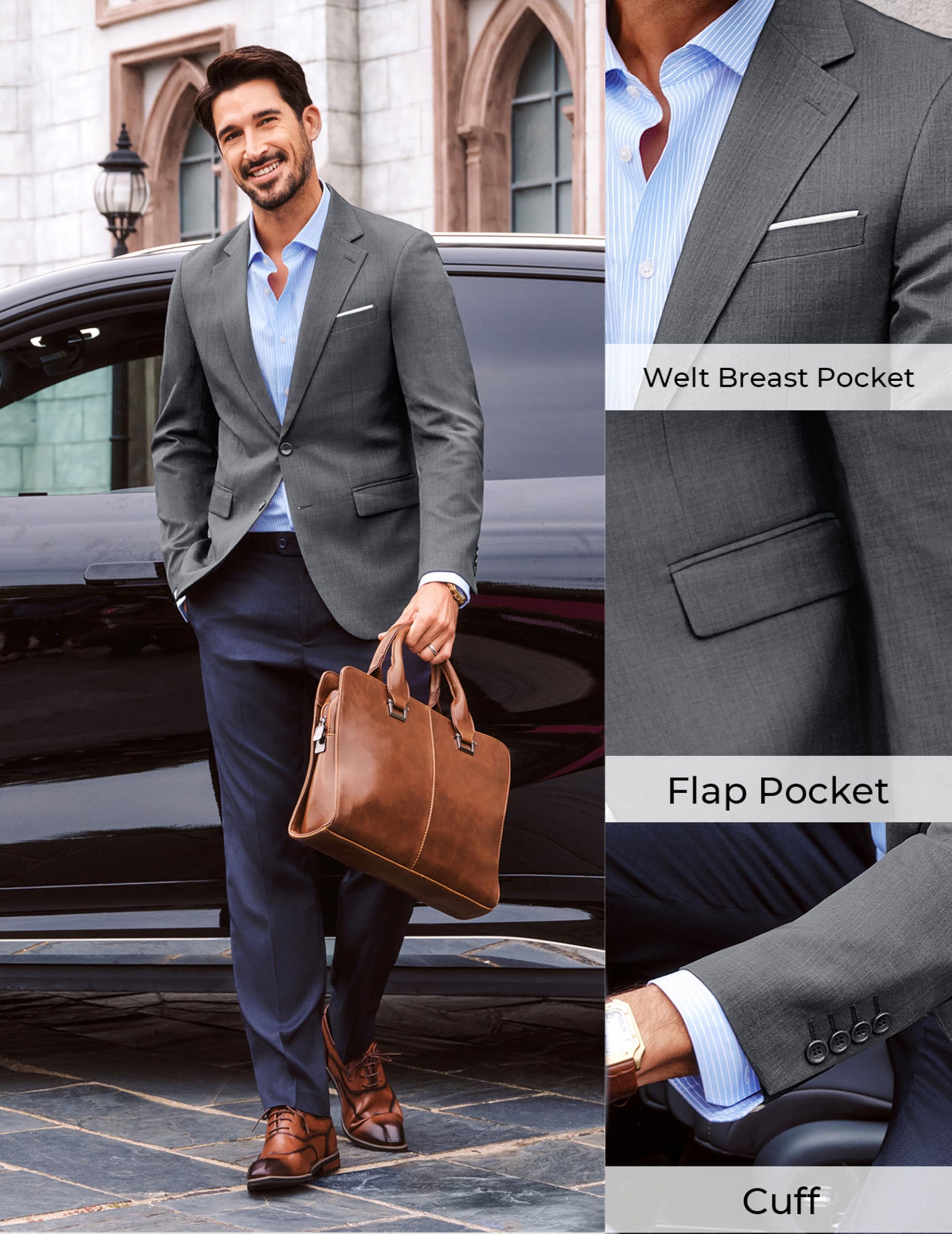 PJ PAUL JONES Herren Sakko Sportlich Freizeit Blazer Jackett 2 Knöpfe Modern Regular Fit Anzugjacke