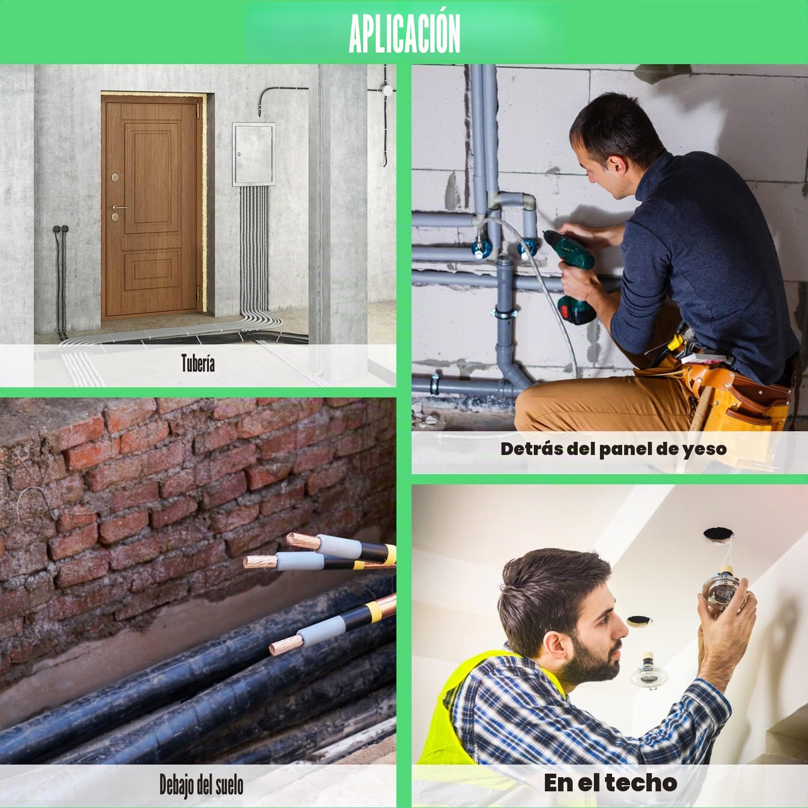 Guia Pasacables Trenzada 30 m, 4 mm Enhebrador de Alambre Electrico,Guia Pasacables Dispositivo Profesional con 2 Muelle de Guía,Kit de Enhebrado de Cables para Colocación de Cables