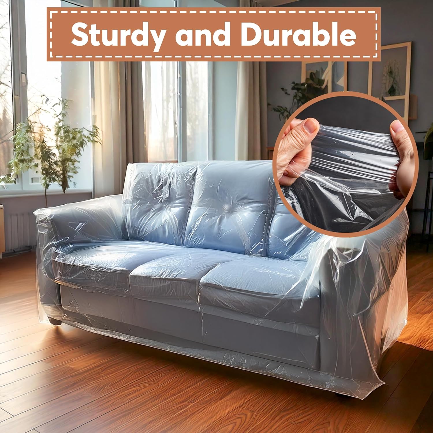 Besti Plastic Couch Cover for Pets - Clear Slipcovers for Big Sofas - Dust, Water, Dirt Furniture, Upholstery Protectors for Home, Living Room - Dog and Cat Scratch, 96x42x40