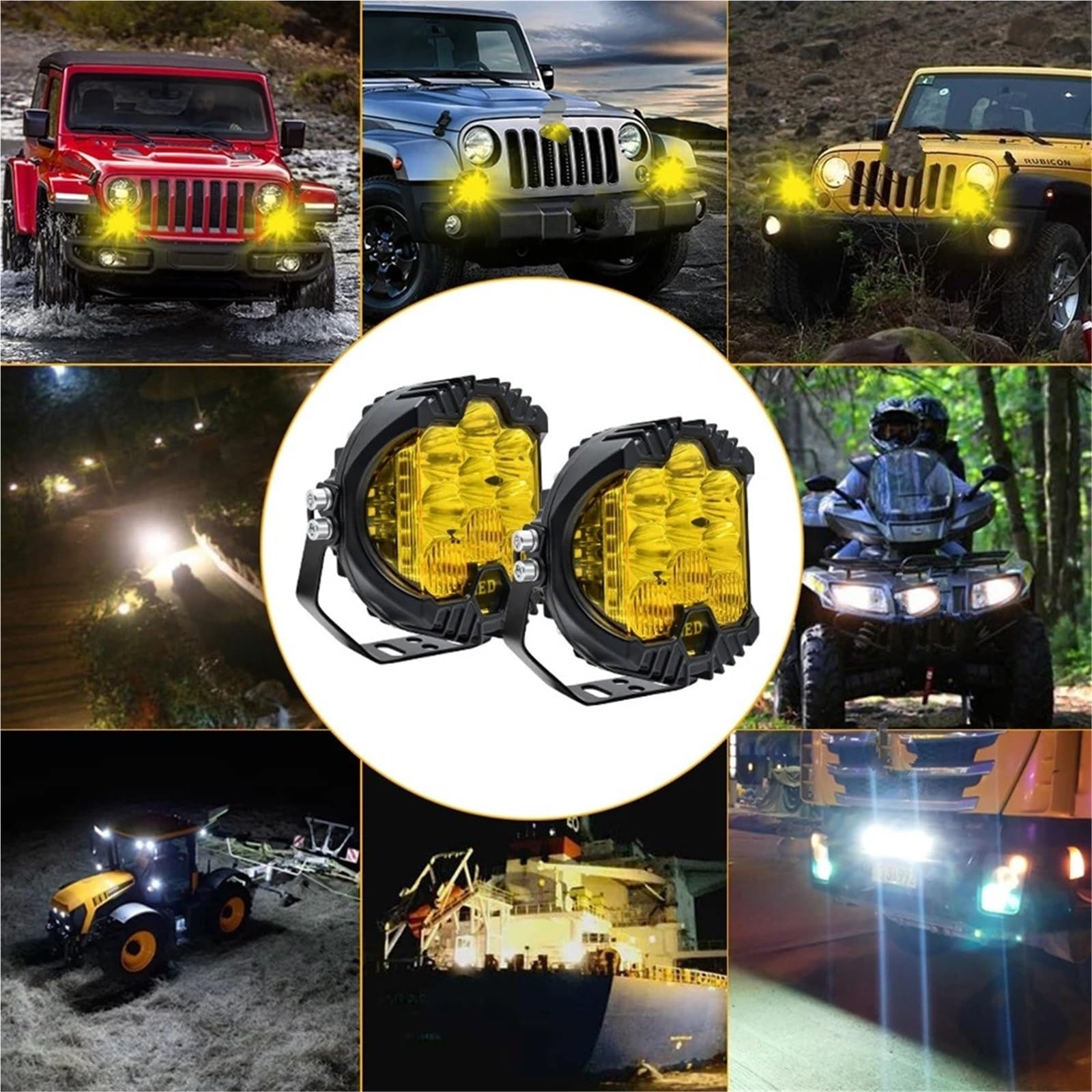 Faros Delanteros Faros Delanteros Luz Conducción Foco LED Blanco Amarillo 3 5 Pulgadas Lámpara Trabajo DRL Para Niva Para Lada Todoterreno 4x4 Para Jeep Auto Faros Faro(White-5INCH-2PCS)