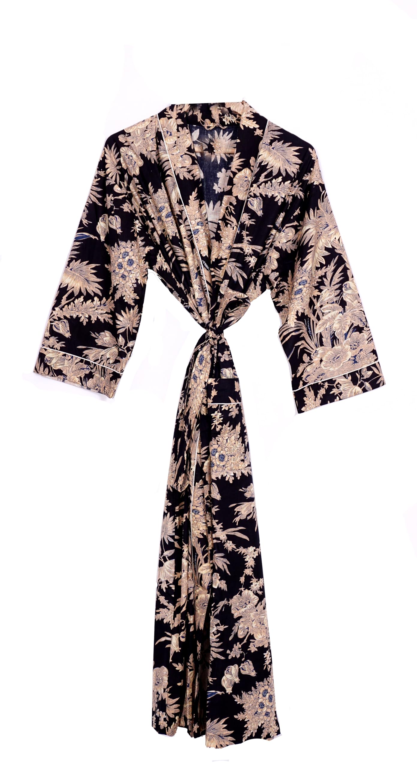 Pure 100% Cotton Robe For Womens Bathrobe Dressing Gown Long sleepwear Free Size Kimono