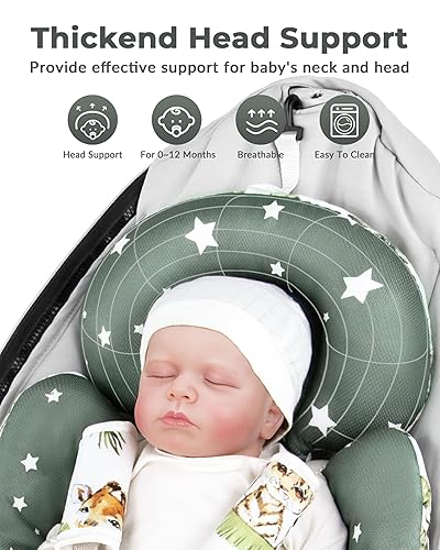 Miniatura 2 de Inserto infantil compatible con columpio Mamaroo de 4moms y asiento de coche infantil, incluye 3 bolas de repuesto, inserto reversible para columpio