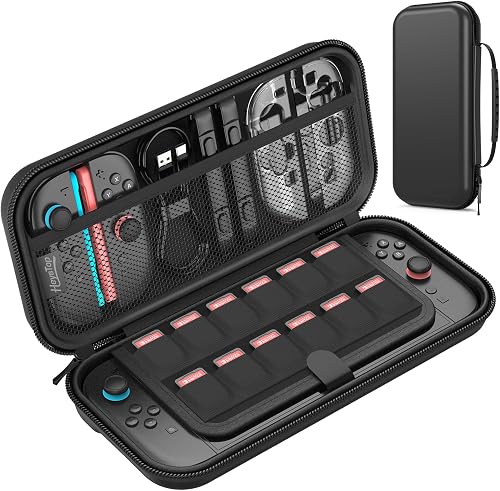 HEYSTOP Carry Case Compatible with Nintendo Switch & Nintendo Switch OLED Model 2021, Portable Travel Carry Case for Accessories and Console, Black