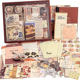 MGNLR Paper Vintage Aesthetic Scrapbook Kit(346Pcs) Scrapbooking Supplies Kit with Bullet Junk Journal,Stationery,A6 Grid ...