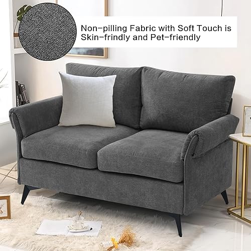 Miniatura 3 de ABAKAN Sofás pequeños de tela de 50 pulgadas para espacios pequeños, muebles de sala de estar con patas de metal, cojín extraíble y funda