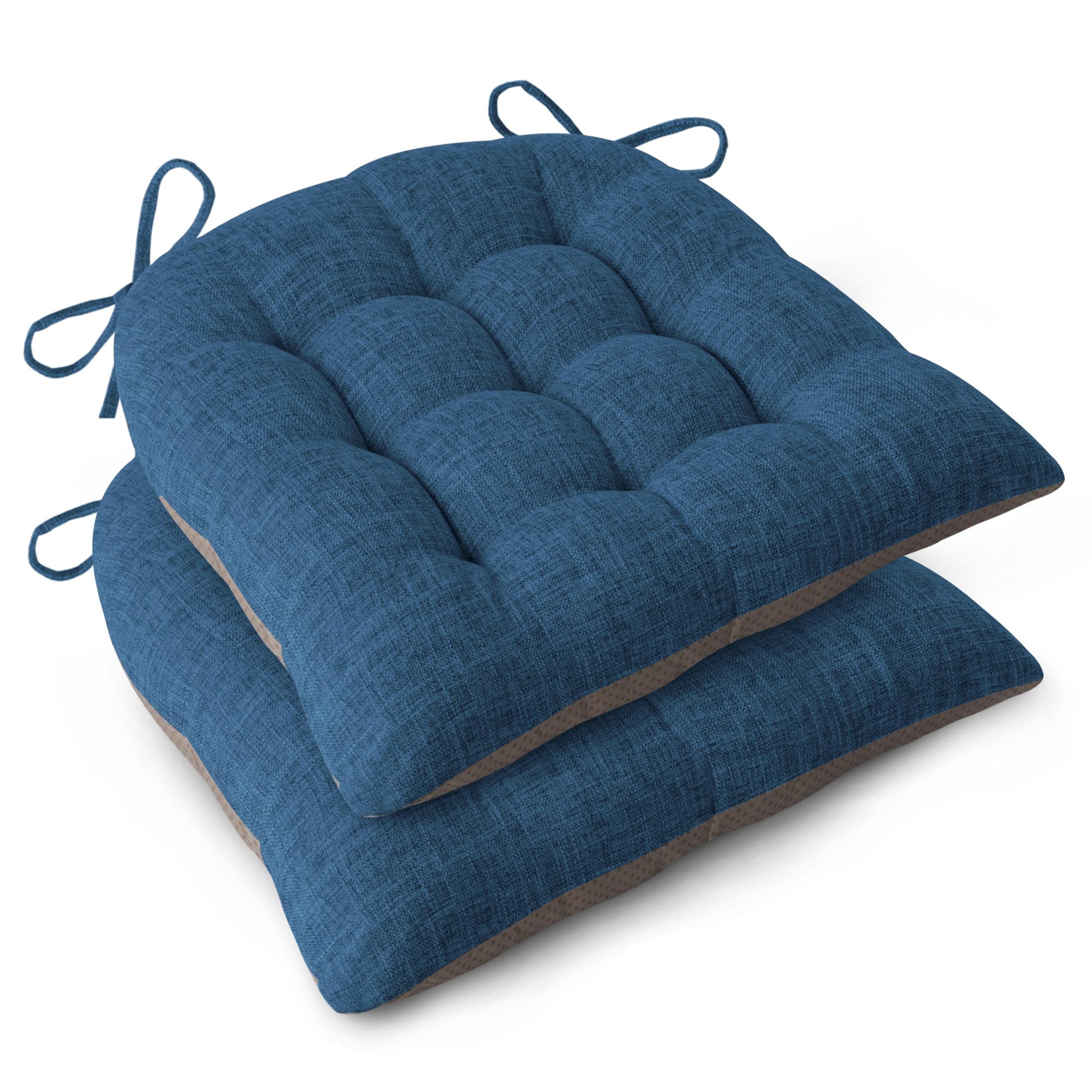 Chair Cushions for Dining Chairs Set of 4 Durable D-Shaped Seat Cushions with Non-Slip Backing Secure Ties Thick Cozy Seat Pad for Kitchen Dining Room Office(46x42x7.6cm Light Grey) — view 8