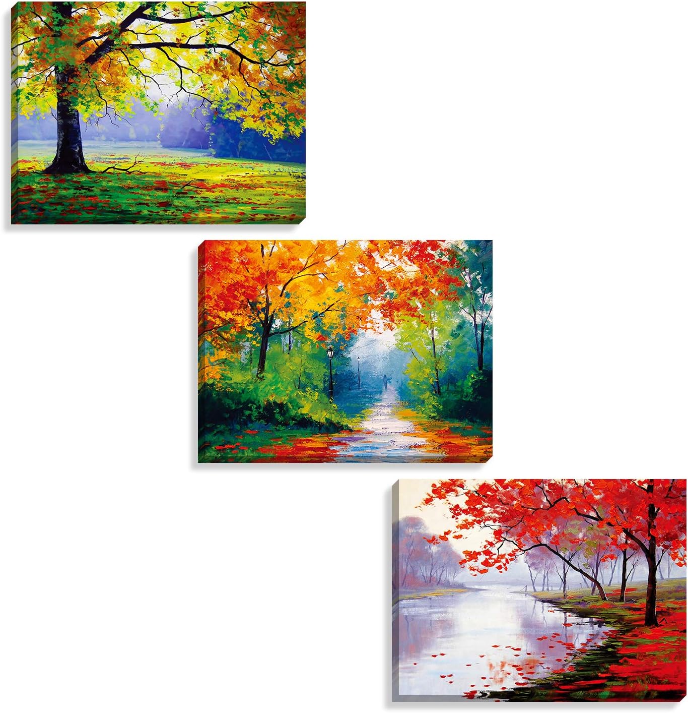 Nuolan Art - Framed Ready to Hang 3 Panels Modern Landscape Canvas Print Wall Art - UK-P3L3040-005